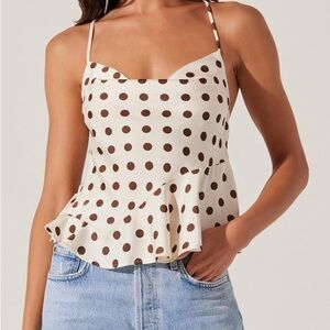astr everli brown polka dot top